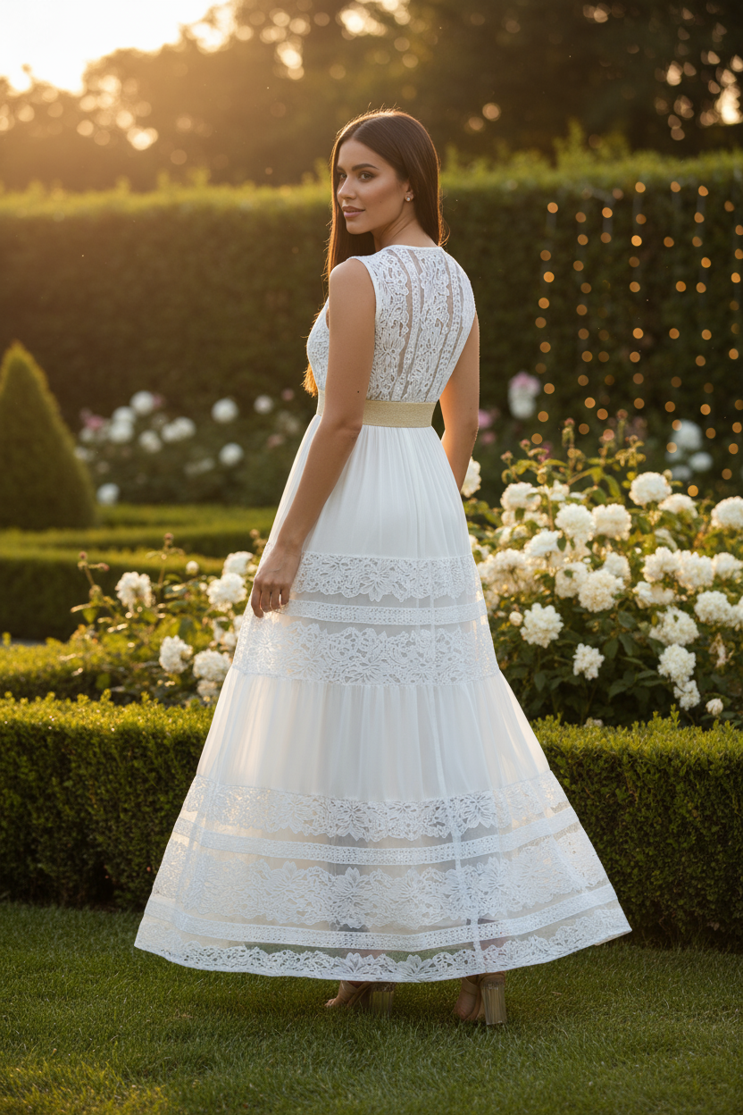 Ethereal White Boho Lace Dress