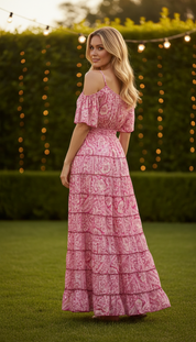 Robe en soie rose gardénia