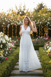 Ethereal White Boho Lace Dress