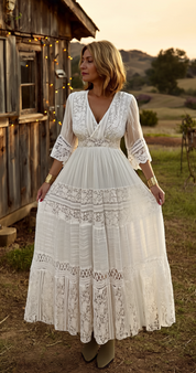 Boho White Lace Dress
