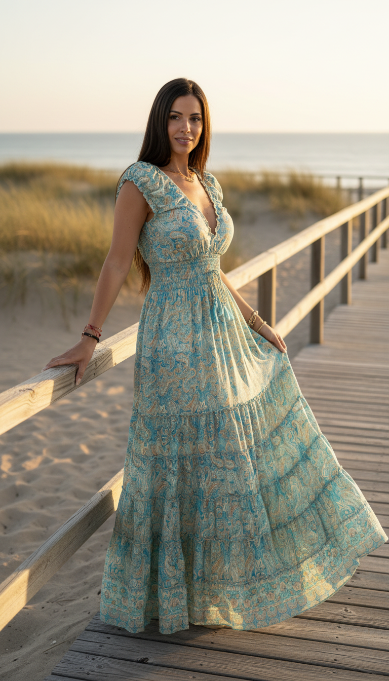 Amara Blue Silk Maxi Dress