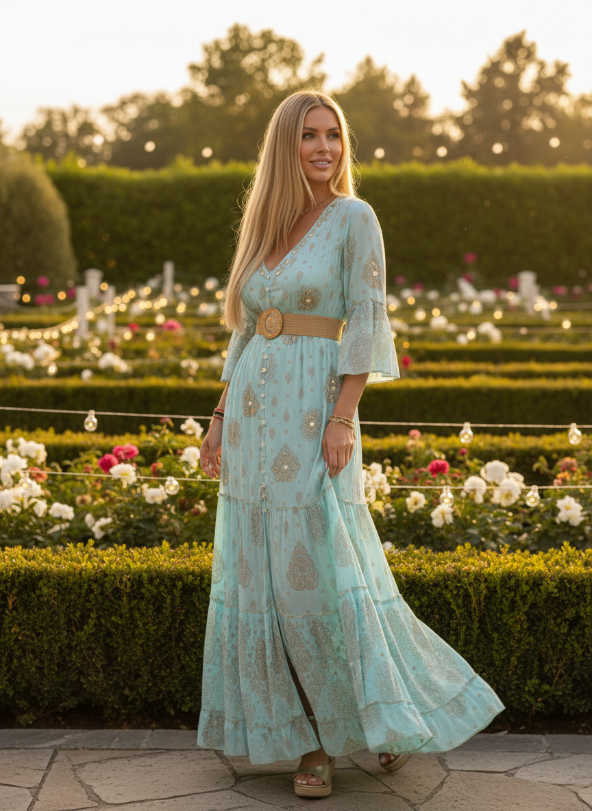 Solene Blue Maxi Dress