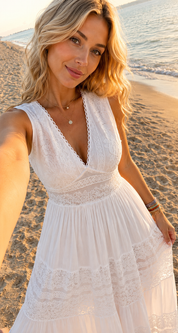 Ethereal White Boho Lace Dress