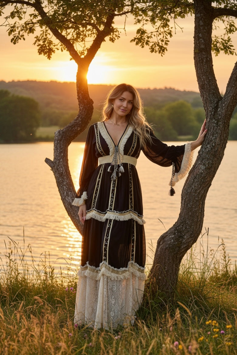 Midnight Boho Elegance in Black