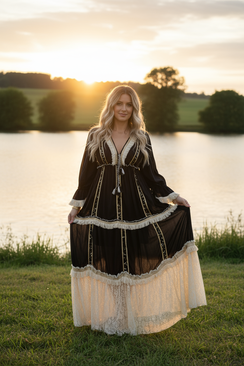 Midnight Boho Elegance in Black