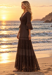 Pure Boho Brown Lace Dress