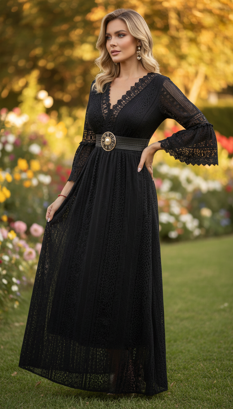 Salbeigrünes Spitzenkleid