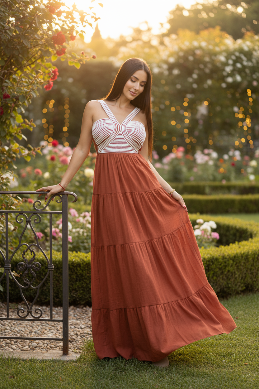 Organic Terracotta Boho Dress