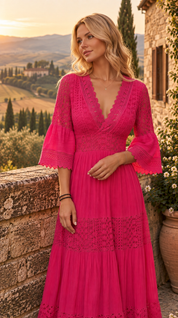 Ivory Moon Pink Lace Dress