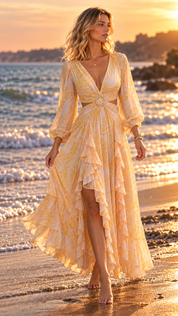 Romantisches Maxikleid aus Seide und Bio-Baumwolle