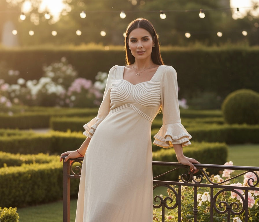 Beige Boho Maxi Dress