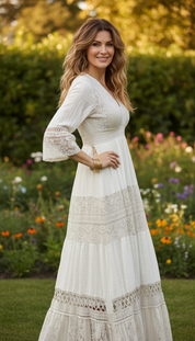 Boho Beige Lace Dress