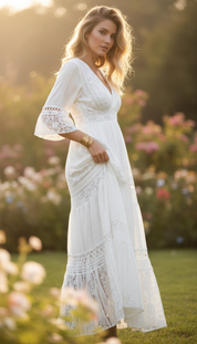Boho White Lace Dress
