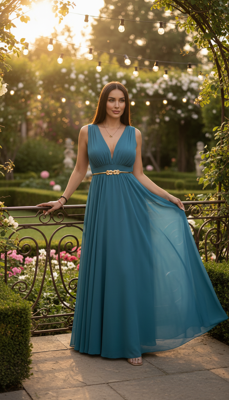 Robe longue bleu cramoisi