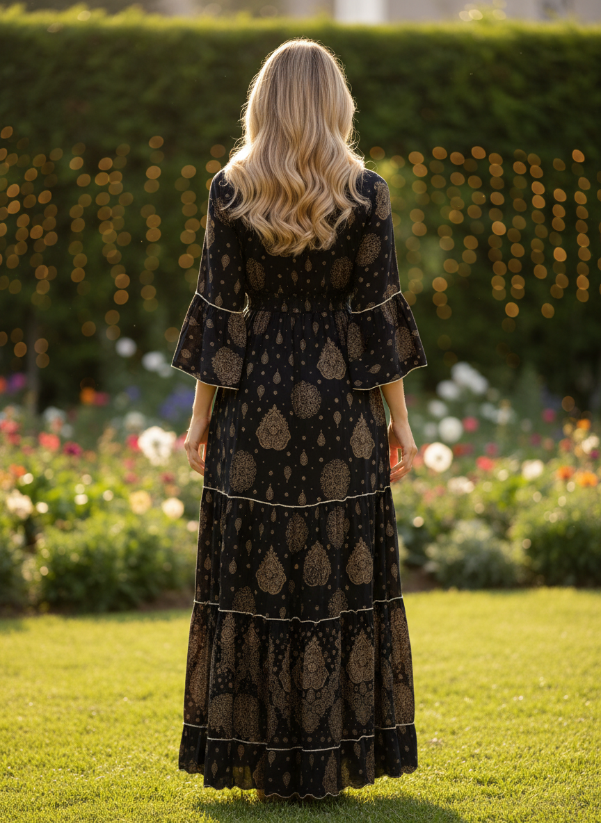 Solene Black Maxi Dress