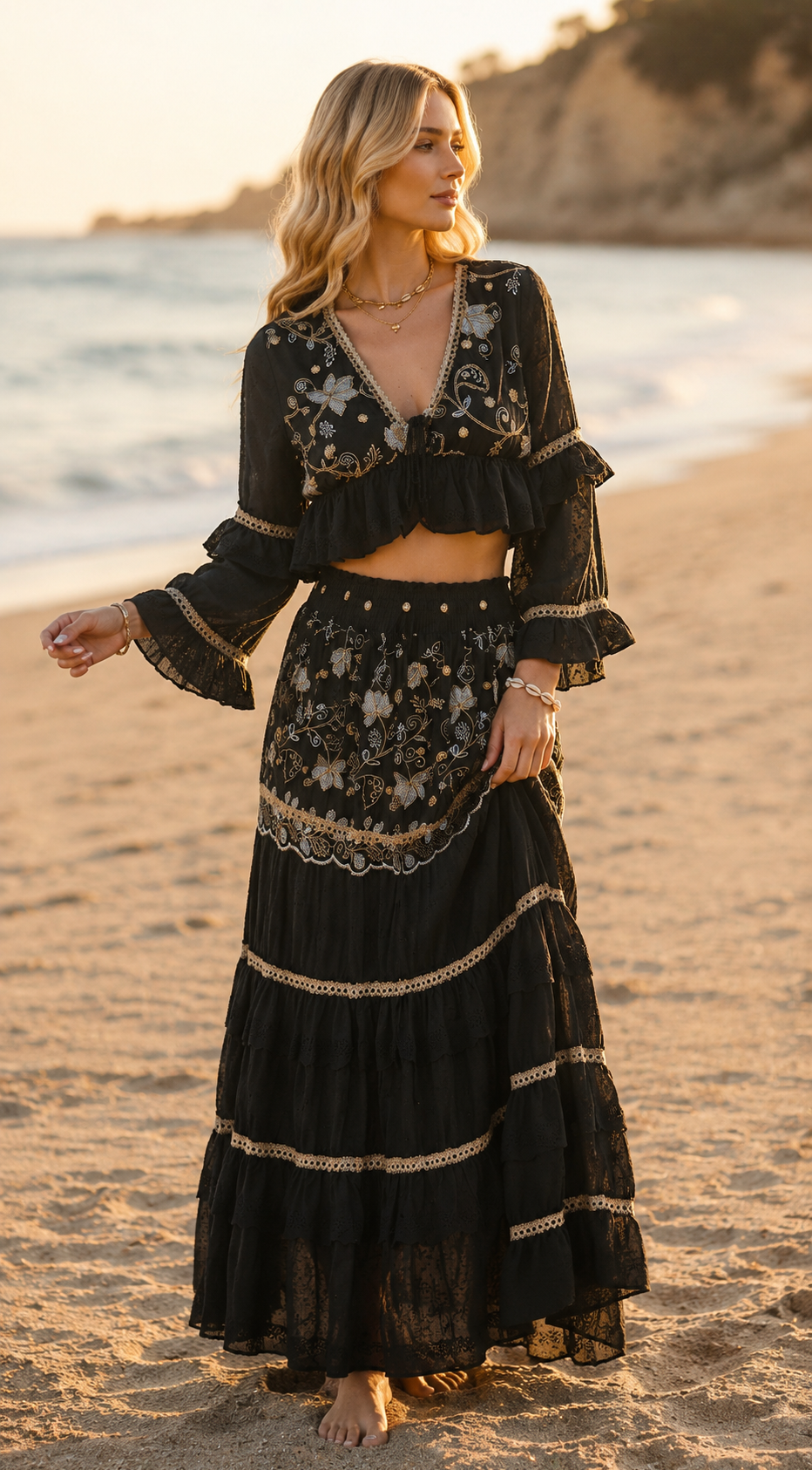 Desert Rose Black Boho Set