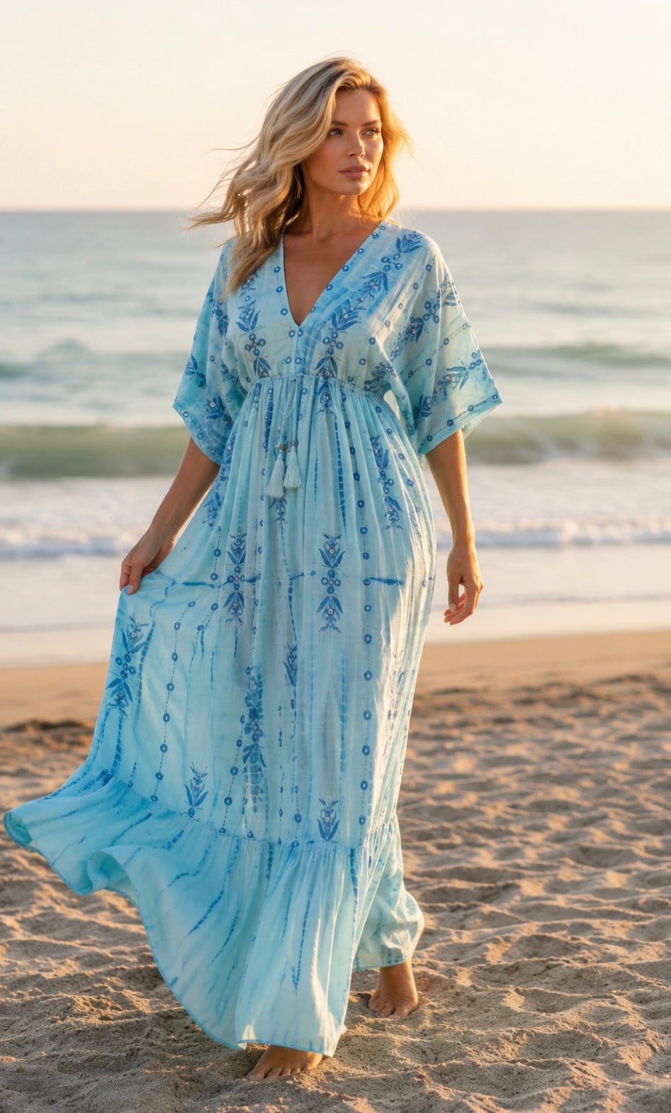 Seafoam Embroidered Maxi Dress