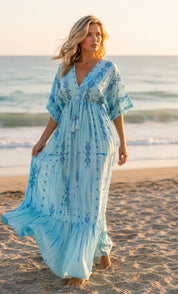 Seafoam Embroidered Maxi Dress