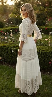 Boho Beige Lace Dress