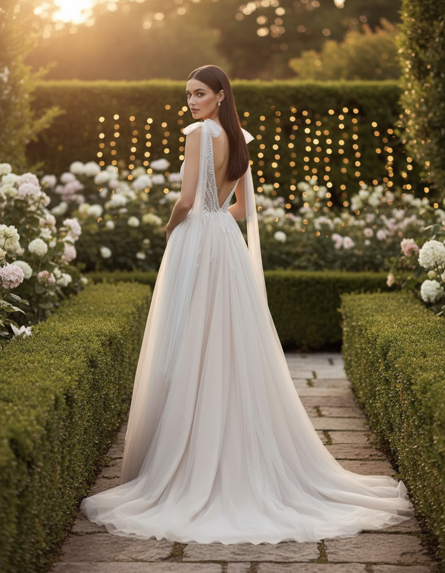 Romantic Bridal Dress with Chantilly Lace