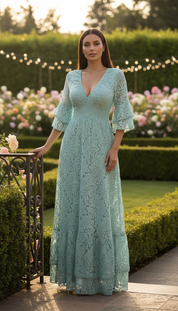 Ethereal Blue Lace Gown