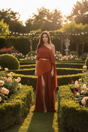 Terracota Elegant Strapless Party Dress