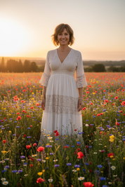 Boho Beige Lace Dress