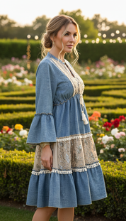 Robe courte en jean bohème