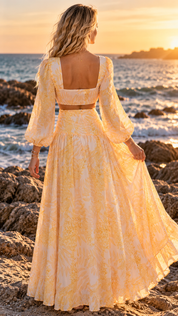 Romantisches Maxikleid aus Seide und Bio-Baumwolle