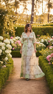 Hand-Decorated Boho Maxi Dress in Organic Cotton & Viscose