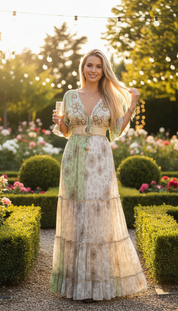 Hand-Decorated Boho Maxi Dress in Organic Cotton & Viscose