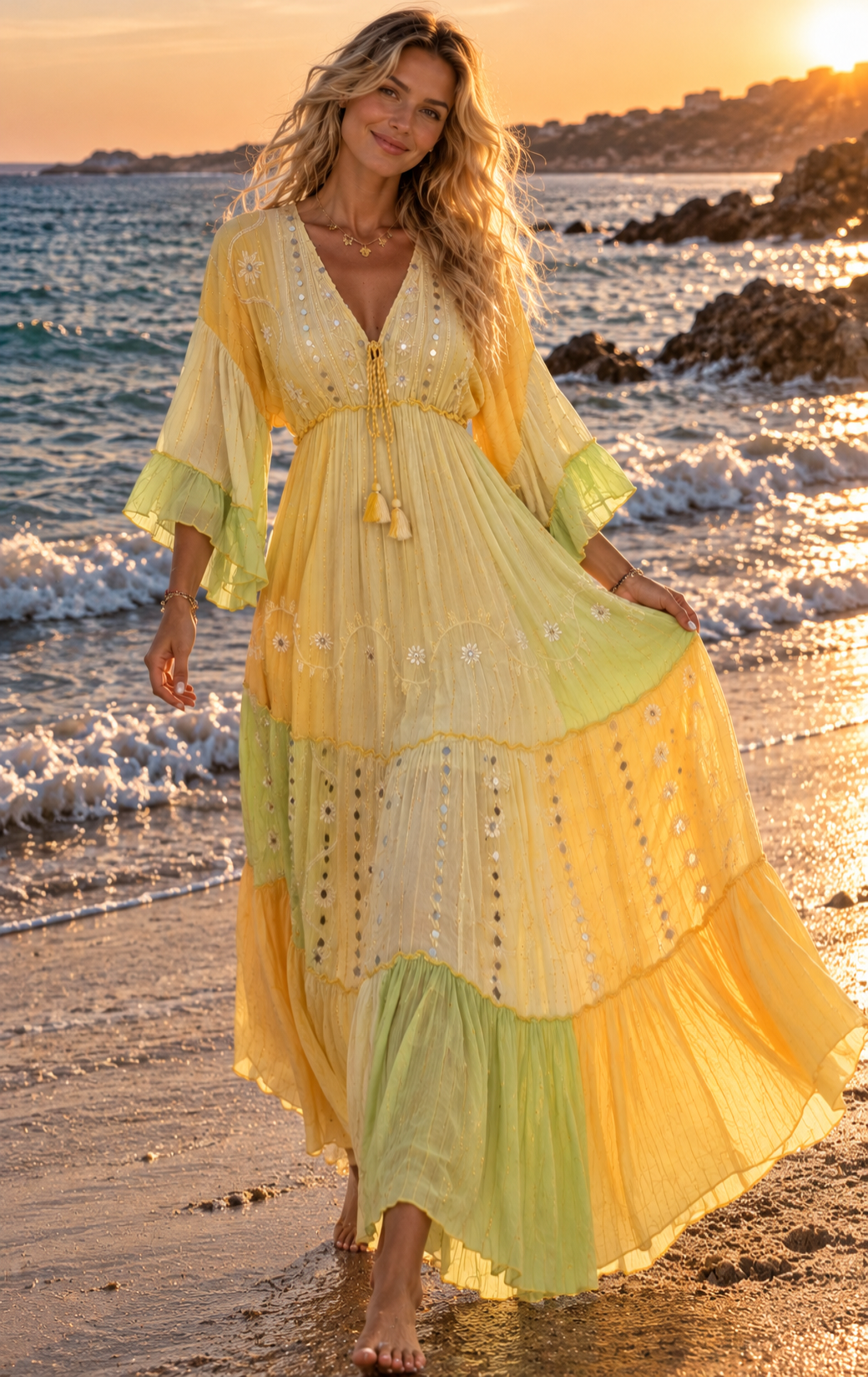 Solana Embroidered Maxi Dress