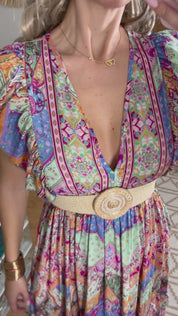 Boho Maxi Dress in 100% Natural Silk – Vibrant Elegance
