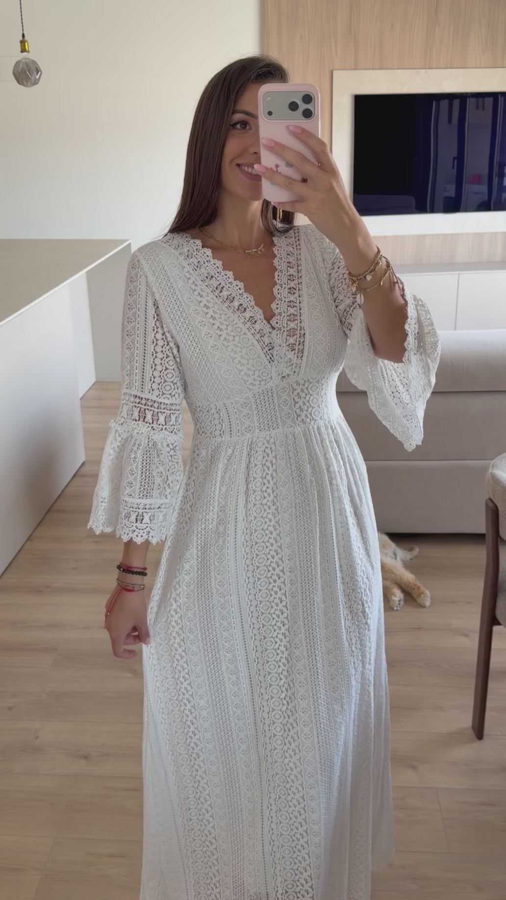Salbeigrünes Spitzenkleid