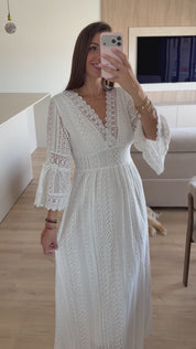 Salbeigrünes Spitzenkleid
