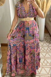 Boho Maxi Dress in 100% Natural Silk – Vibrant Elegance