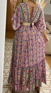 Boho Maxi Dress in 100% Natural Silk – Vibrant Elegance