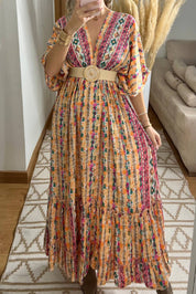 Boho Maxi Dress in 100% Natural Silk – Vibrant Elegance