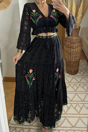 Bohemian Elegance Embroidered Lace Set