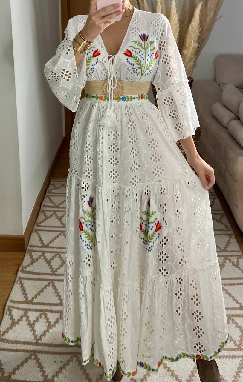 Bohemian Elegance Embroidered Lace Set