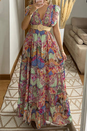 Boho Maxi Dress in 100% Natural Silk – Vibrant Elegance