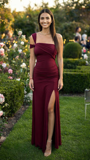 Burgundy Elegant Party Dress