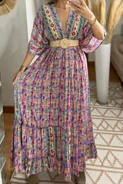 Boho Maxi Dress in 100% Natural Silk – Vibrant Elegance