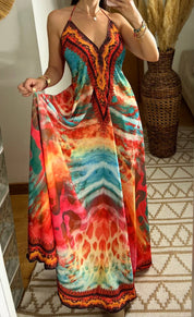 Fire Boho Silk Dress