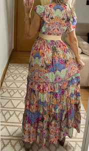 Boho Maxi Dress in 100% Natural Silk – Vibrant Elegance