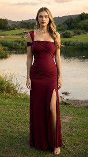 Burgundy Elegant Party Dress