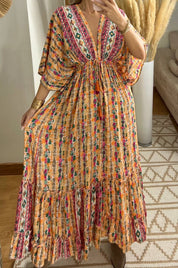 Boho Maxi Dress in 100% Natural Silk – Vibrant Elegance