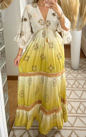 Bohemian Maxi Dress with Tie-Dye Effect