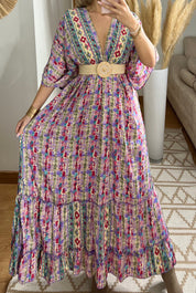Boho Maxi Dress in 100% Natural Silk – Vibrant Elegance