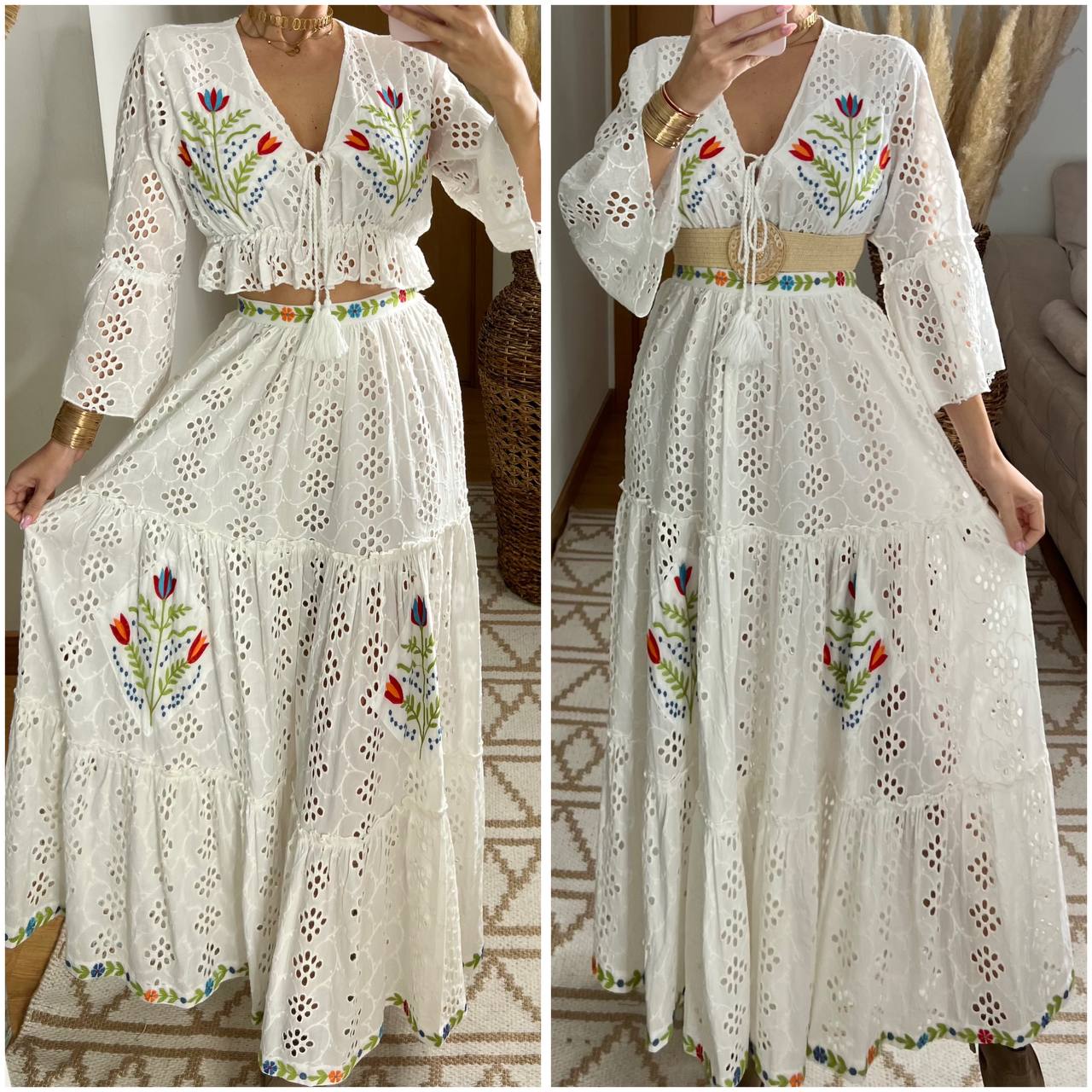 Bohemian Elegance Embroidered Lace Set